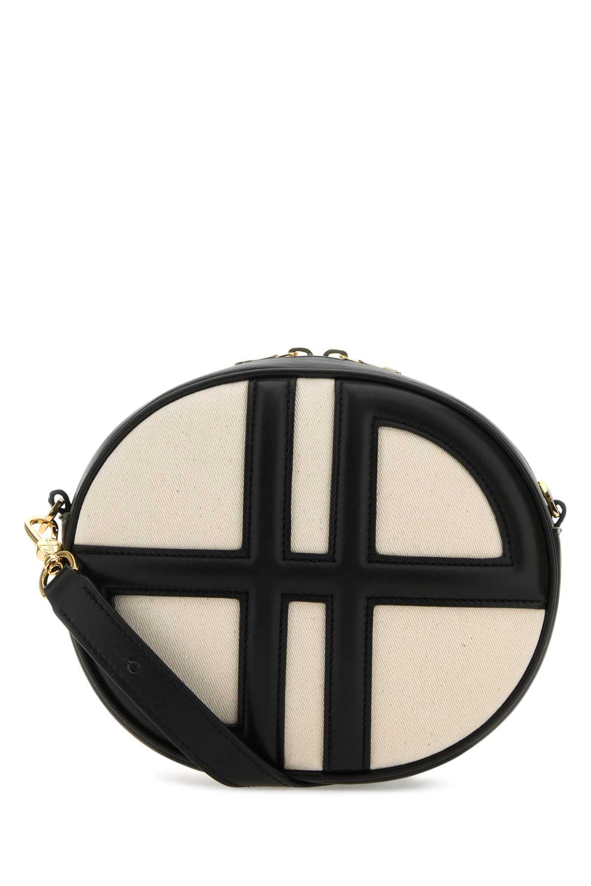 PATOU Two-Tone Denim and Leather Mini Shoulder Handbag