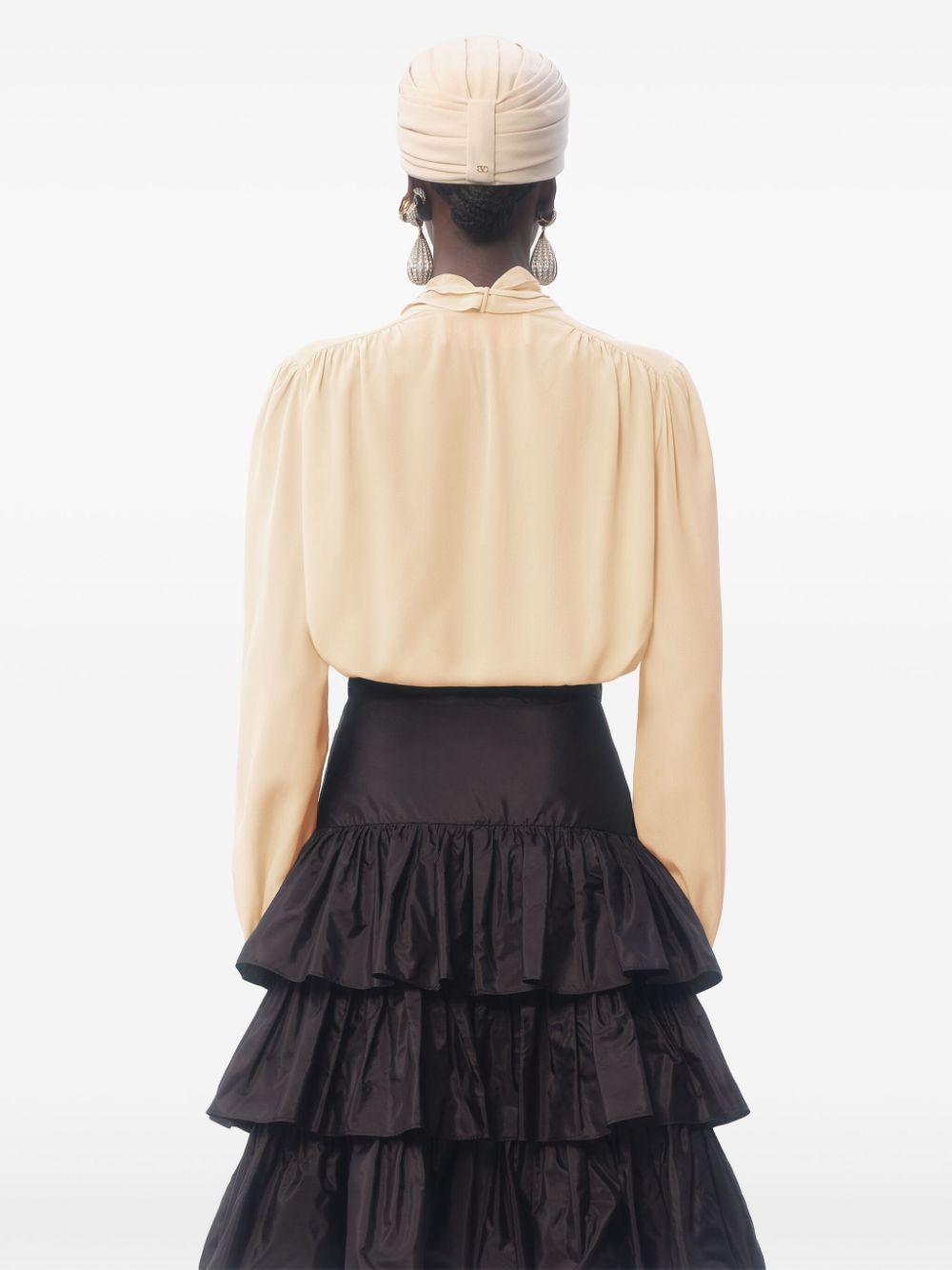 VALENTINO Silk Blouse with Pussy-Bow Collar and Ruffled Detailing