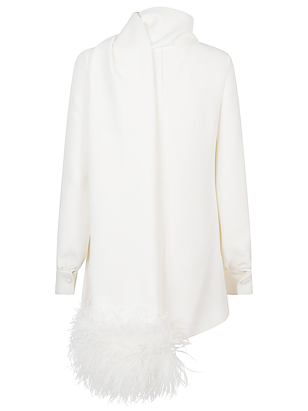 VALENTINO Feathered Silk Top with Scarf - Women's - SS25