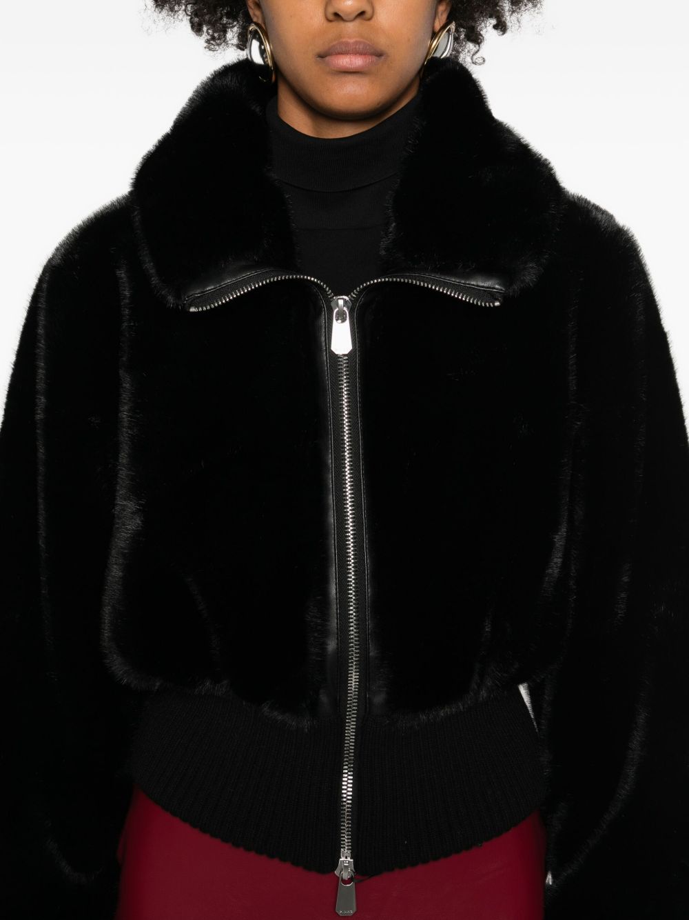 PINKO Ribbed Hem Zip Jacket