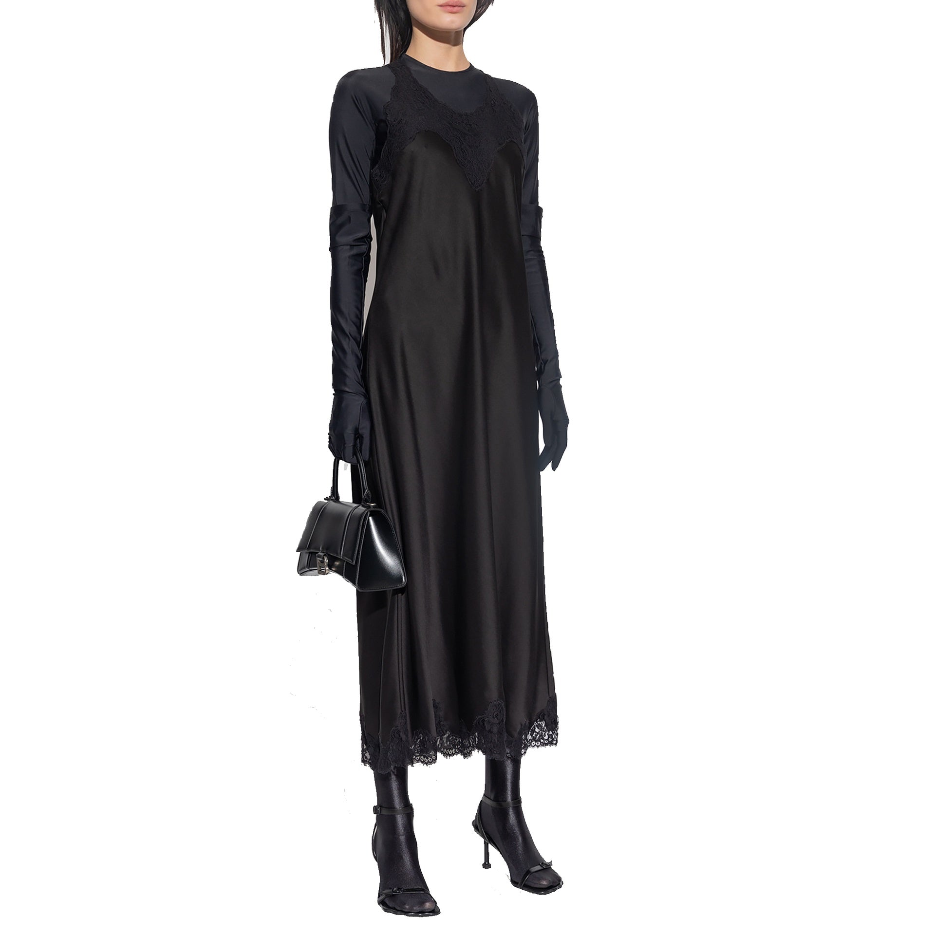 BALENCIAGA Satin Strappy Midi Dress for Women