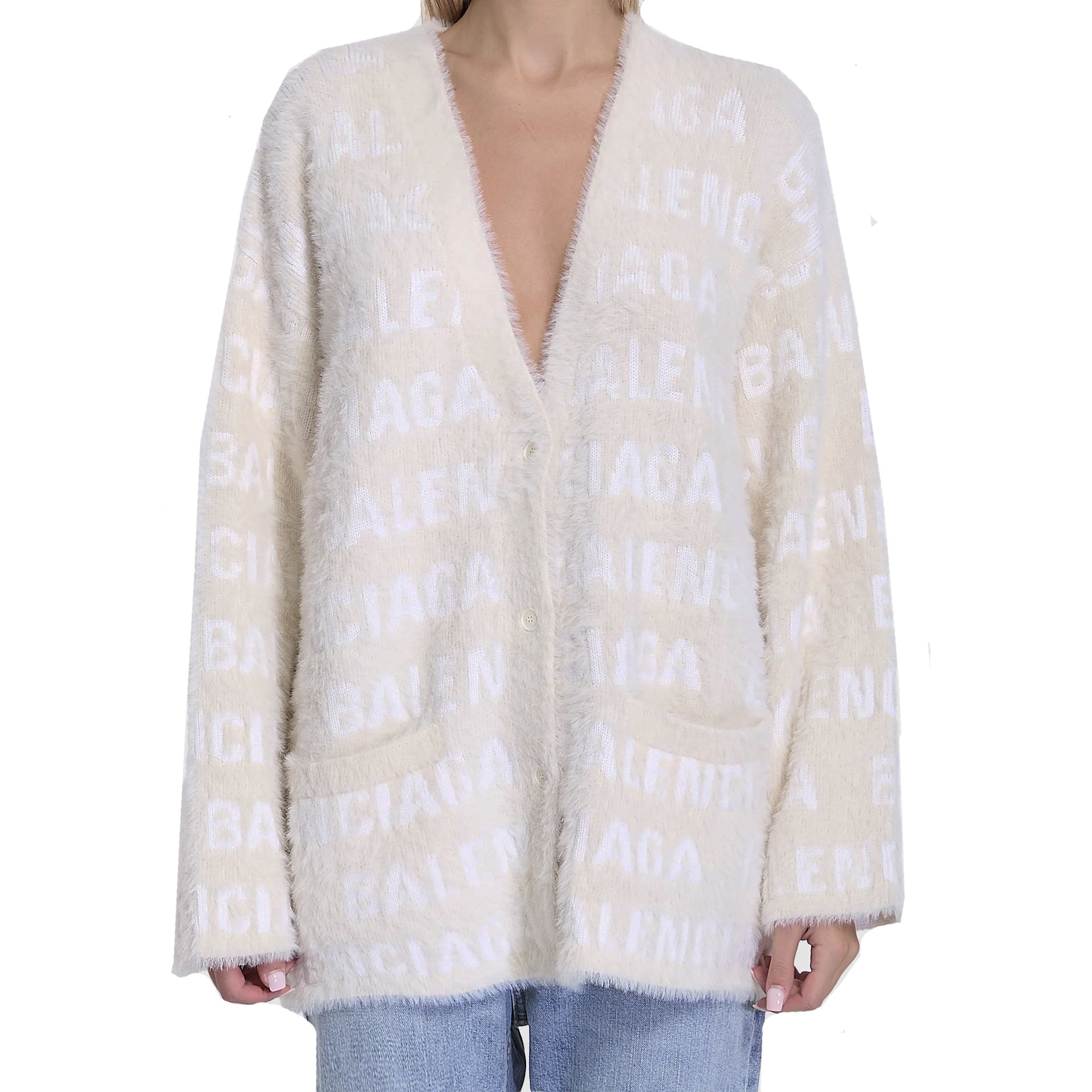 BALENCIAGA Women's Wool Blend Jacquard Cardigan