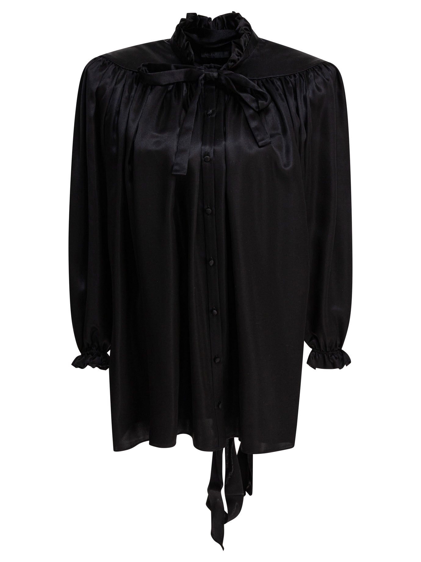 BALENCIAGA Lace-Up Blouse with Victorian Collar