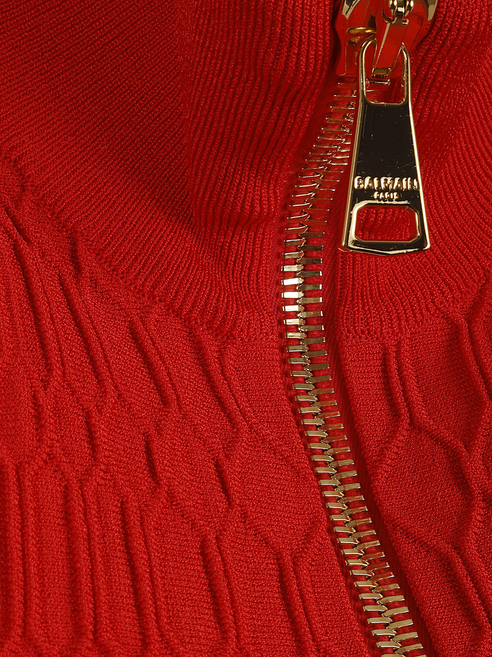 BALMAIN Fitted Crocodile-Effect High Neck Sleeveless Top