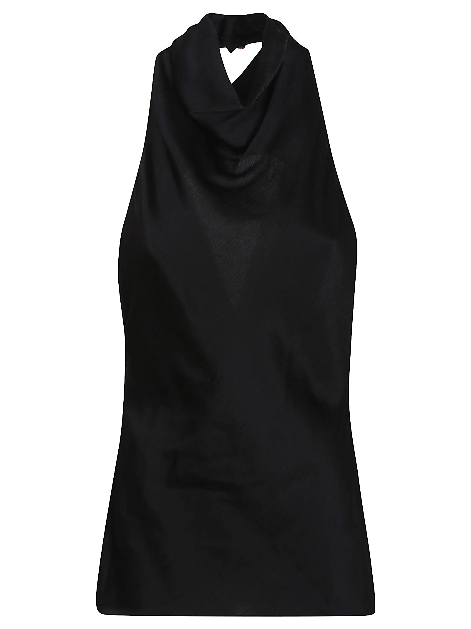 BALMAIN High Neck Draped Satin Top