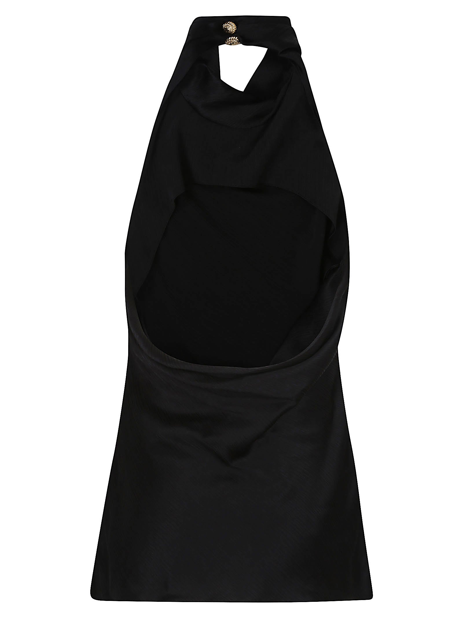 BALMAIN High Neck Draped Satin Top