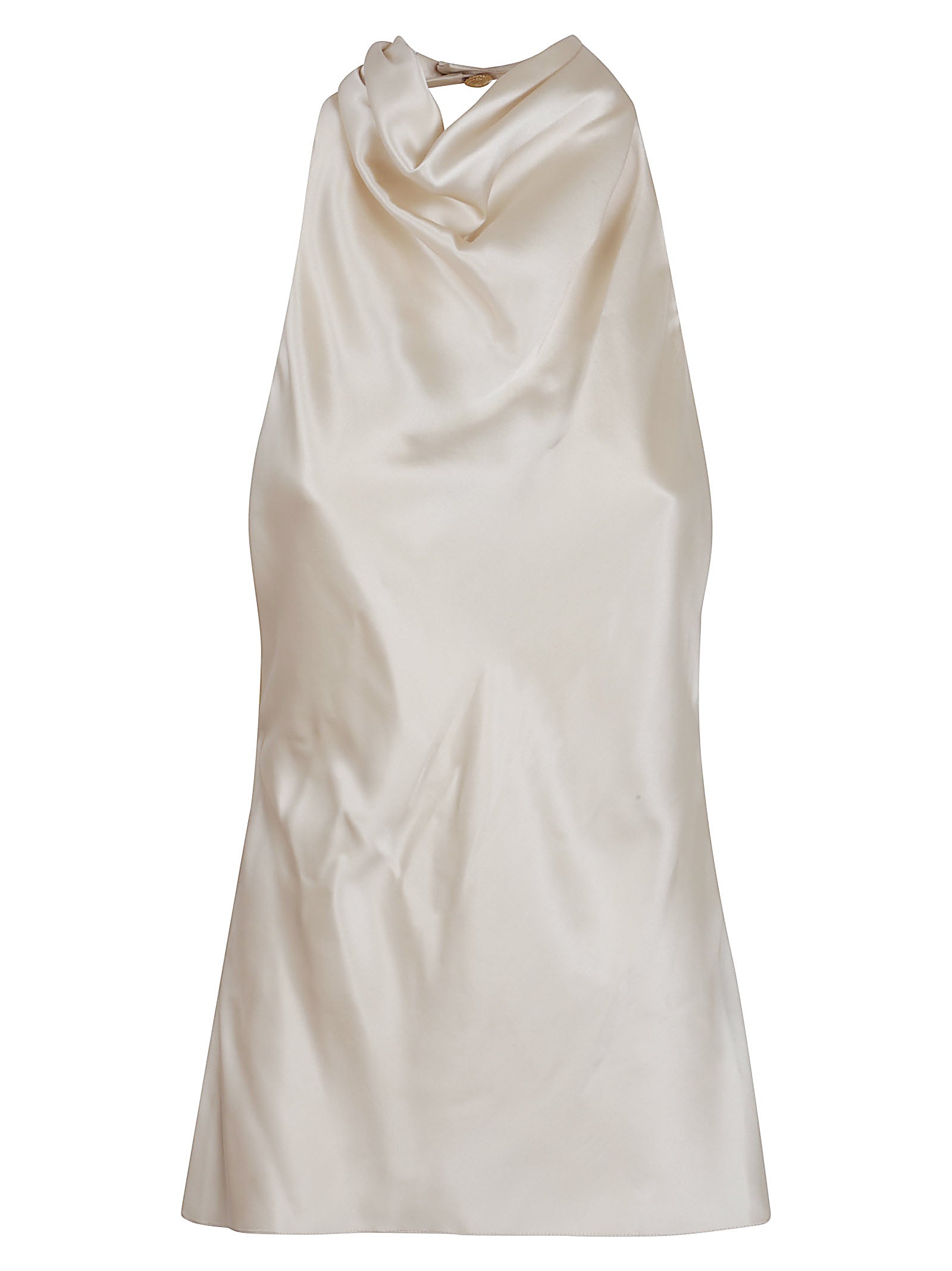 BALMAIN High Neck Draped Satin Top for Women