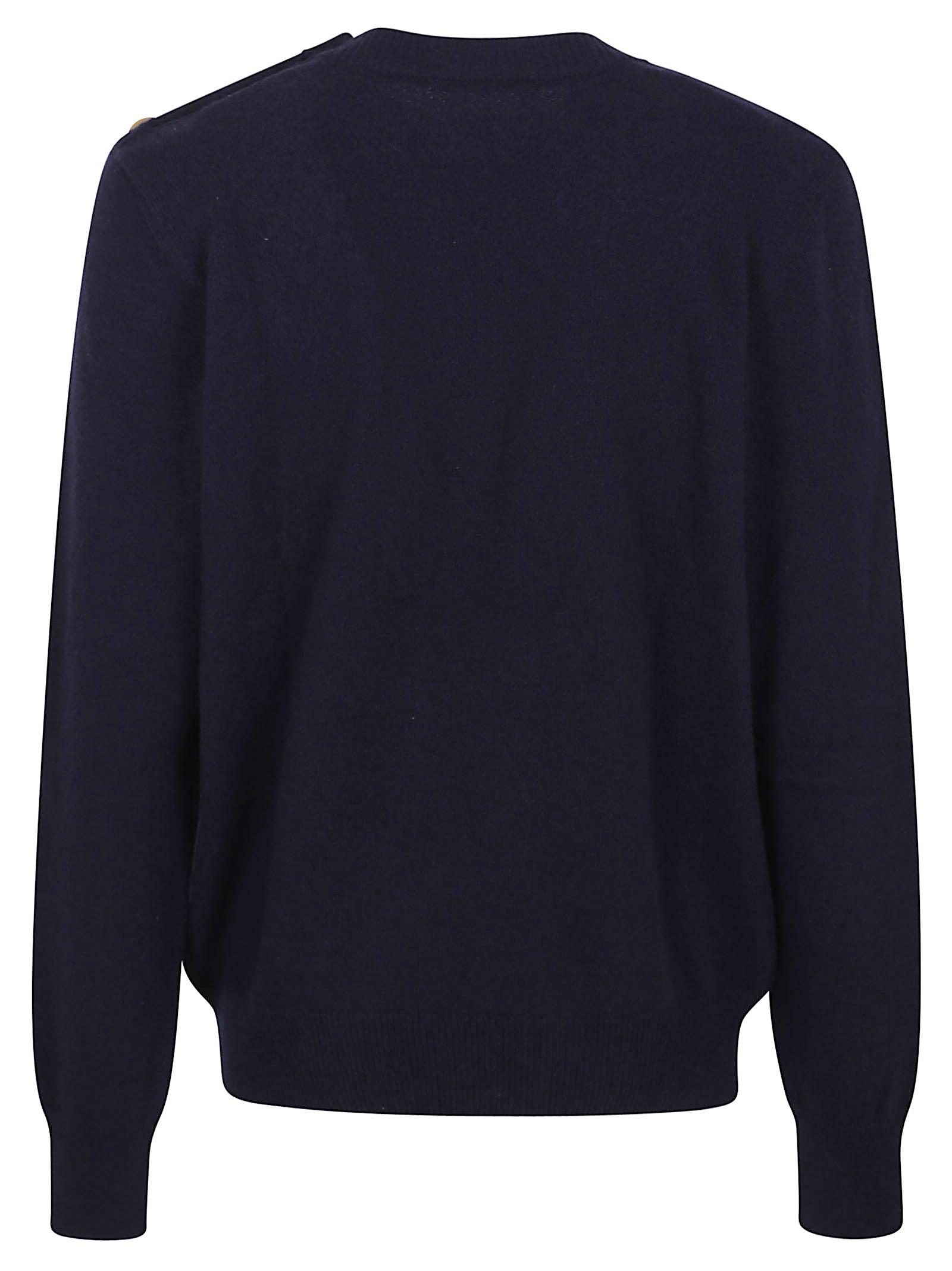 BALMAIN Men's Eco-Cashmere Knit Sweater with Shoulder Pads