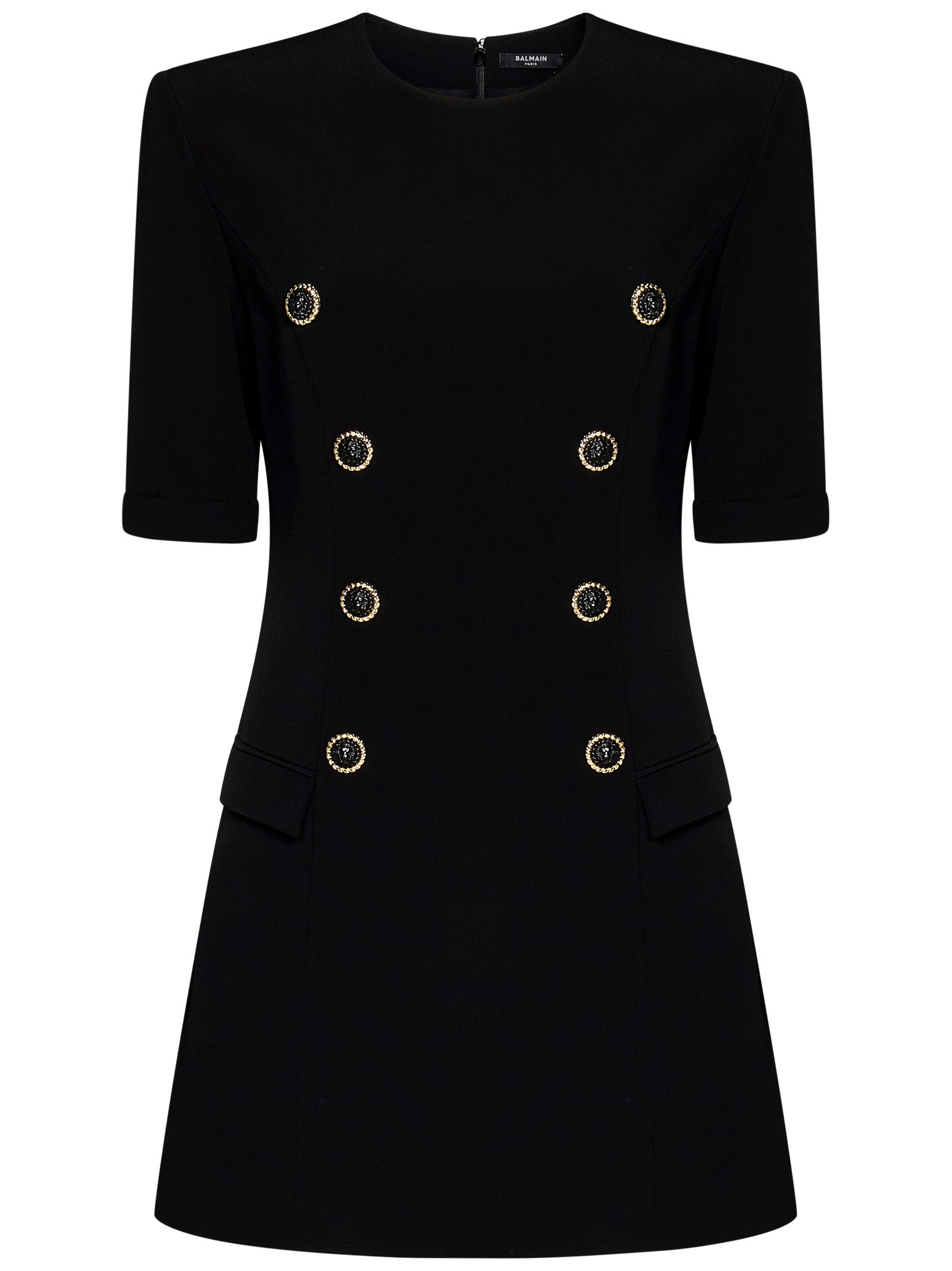 BALMAIN Elegant Mini Dress with Decorative Buttons - Size 36