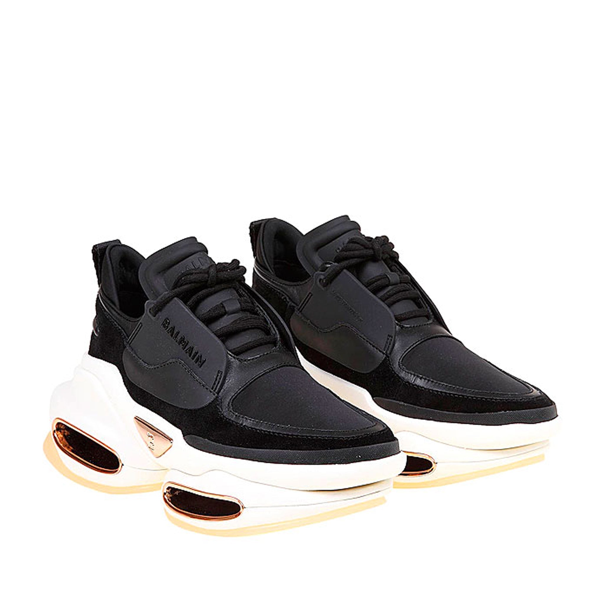 BALMAIN Leather and Fabric Sneakers