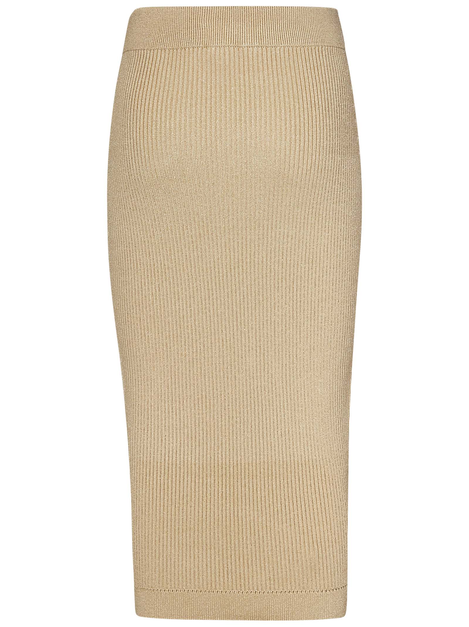 BALMAIN Chic Midi Skirt with Two-Tone Metal Buttons
