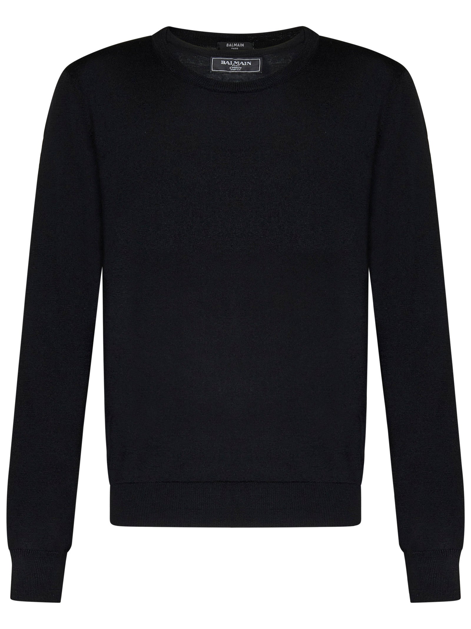 BALMAIN Sophisticated Merino Wool Knit Sweater with Double Collar