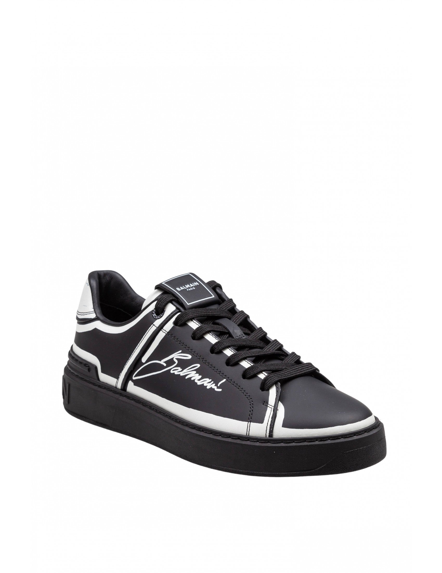 BALMAIN Leather Sneaker with 'je t'aime' Print for Men