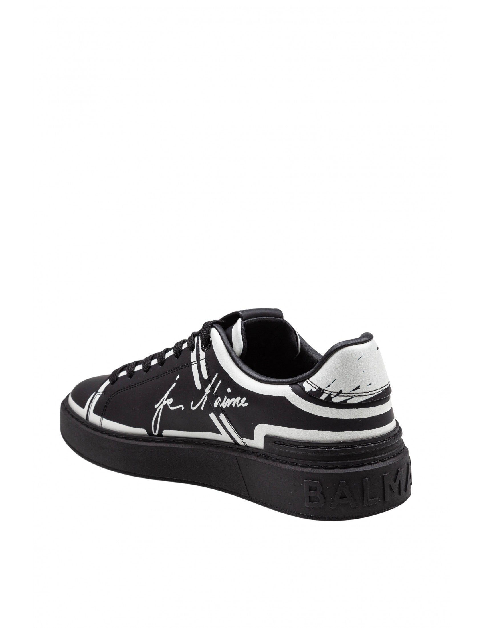BALMAIN Leather Sneaker with 'je t'aime' Print for Men