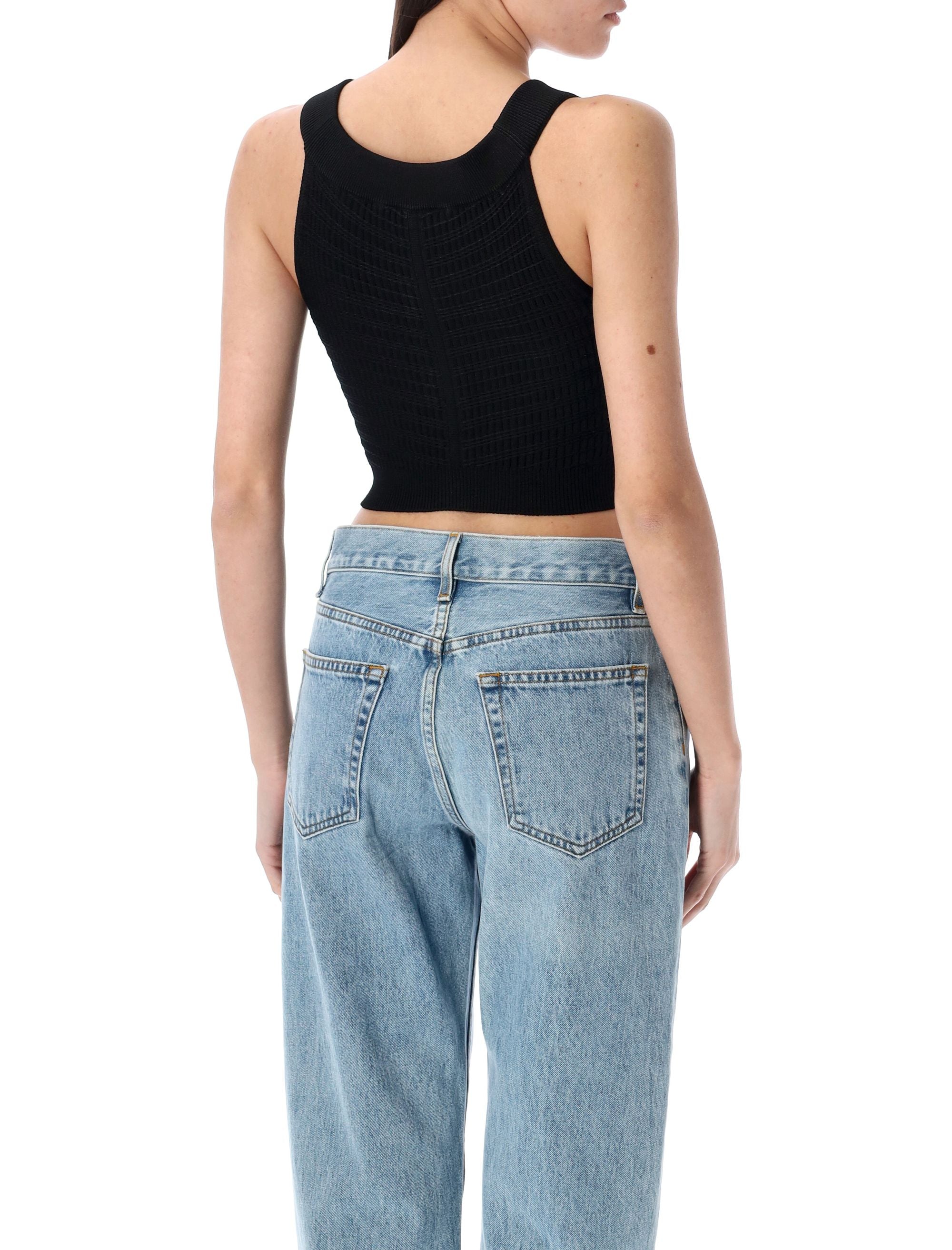 BALMAIN Mini Knit Top with Gold Buttons