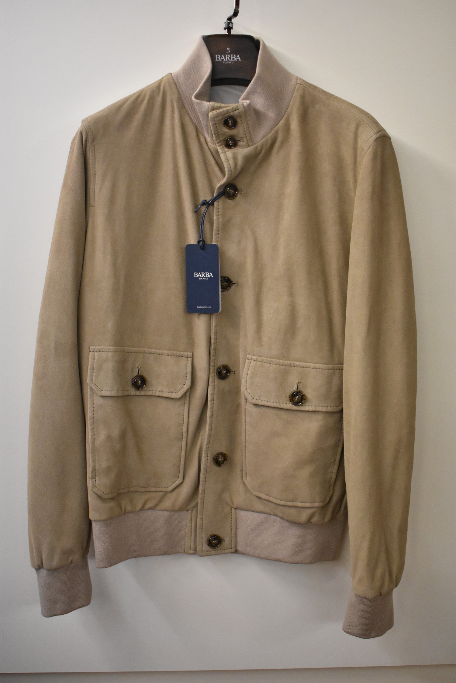 BARBA Natural Suede Button Detail Jacket for Men