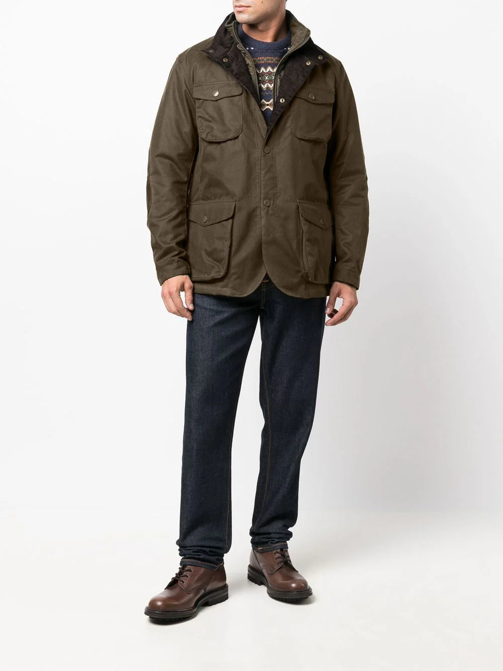 BARBOUR Relaxed Fit Wax Jacket with Quilted Vest for Men