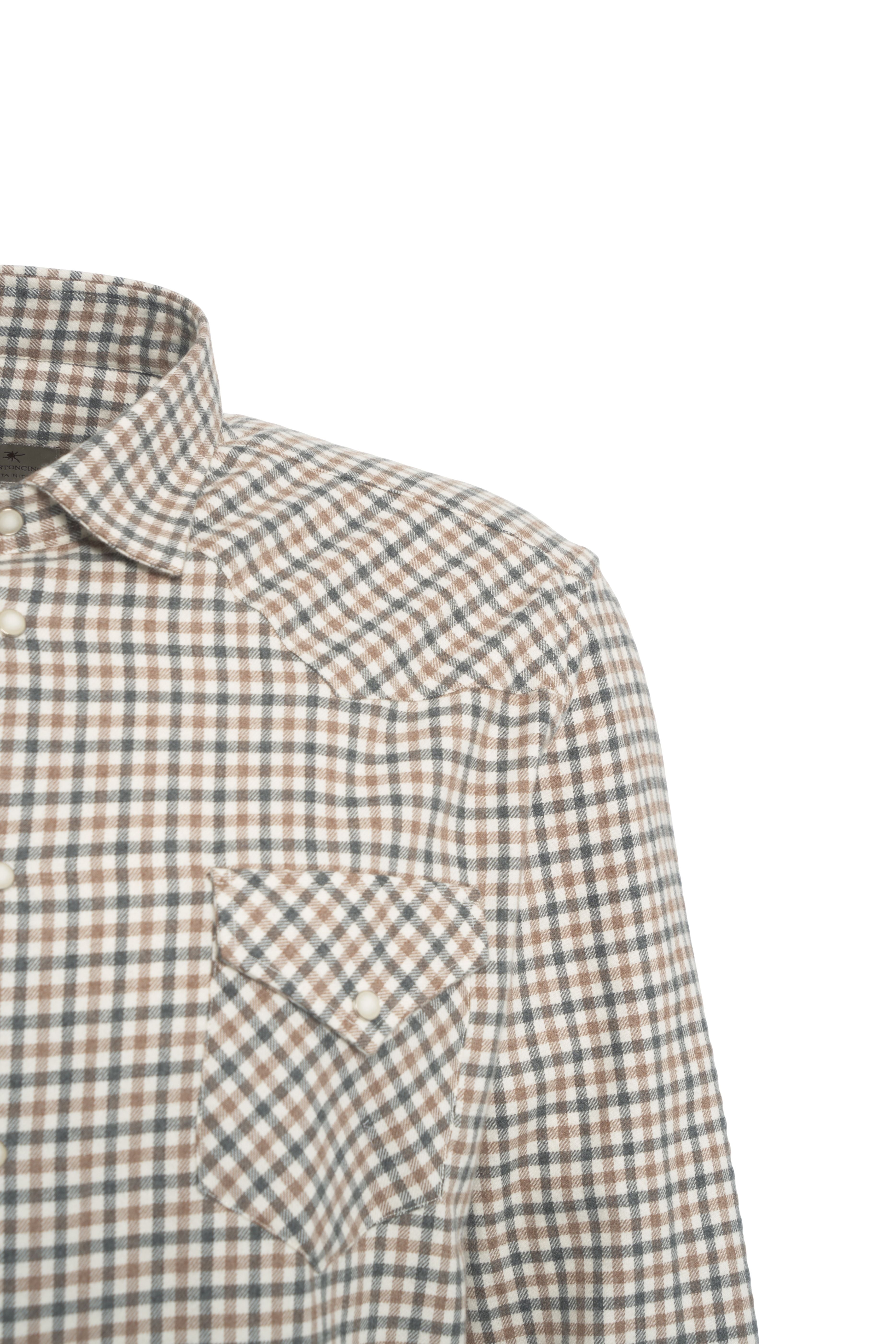 BASTONCINO Mini Check Flannel Western Shirt for Men