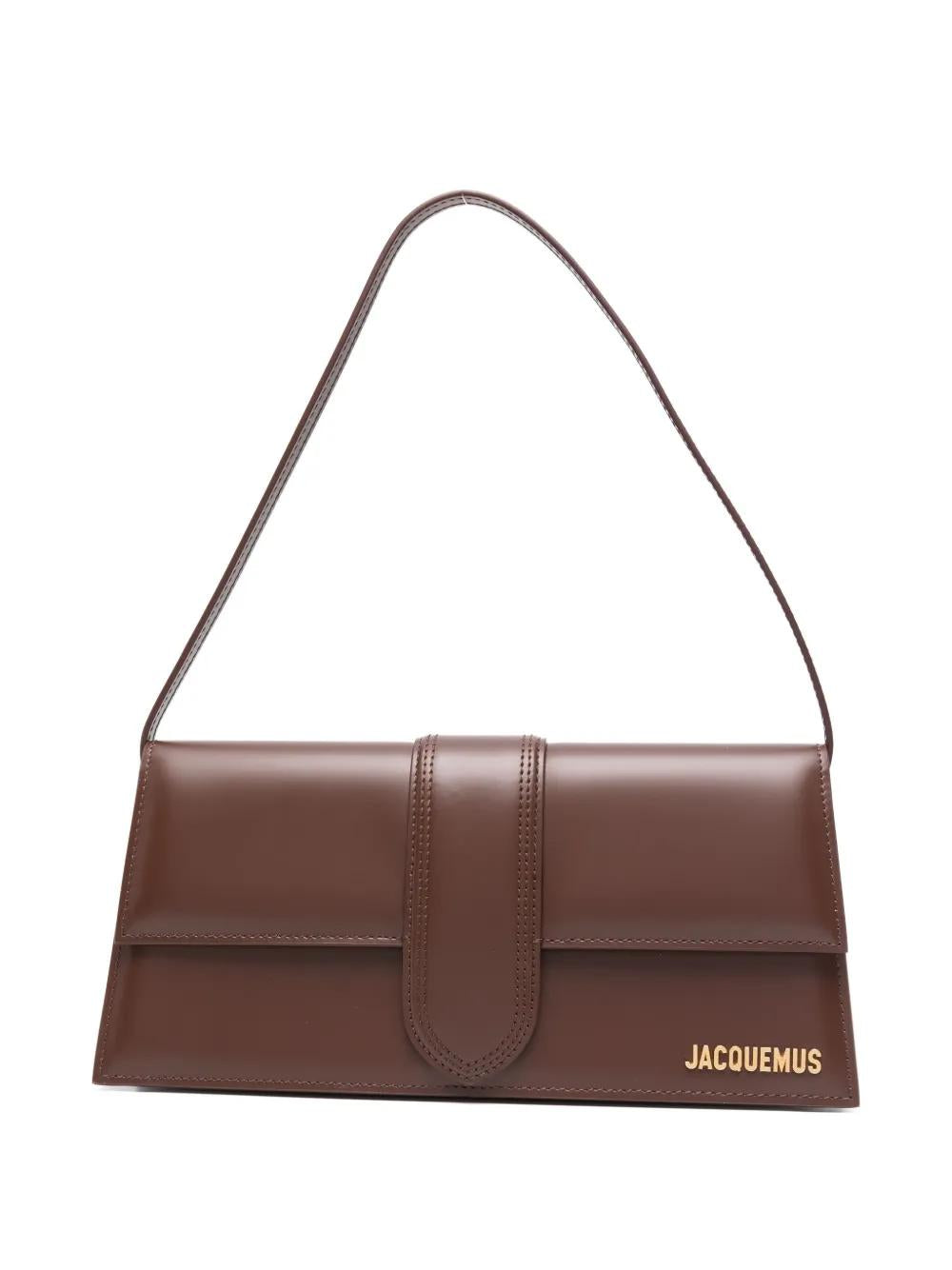 JACQUEMUS Leather Shoulder Handbag with Flap-Buckle Closure