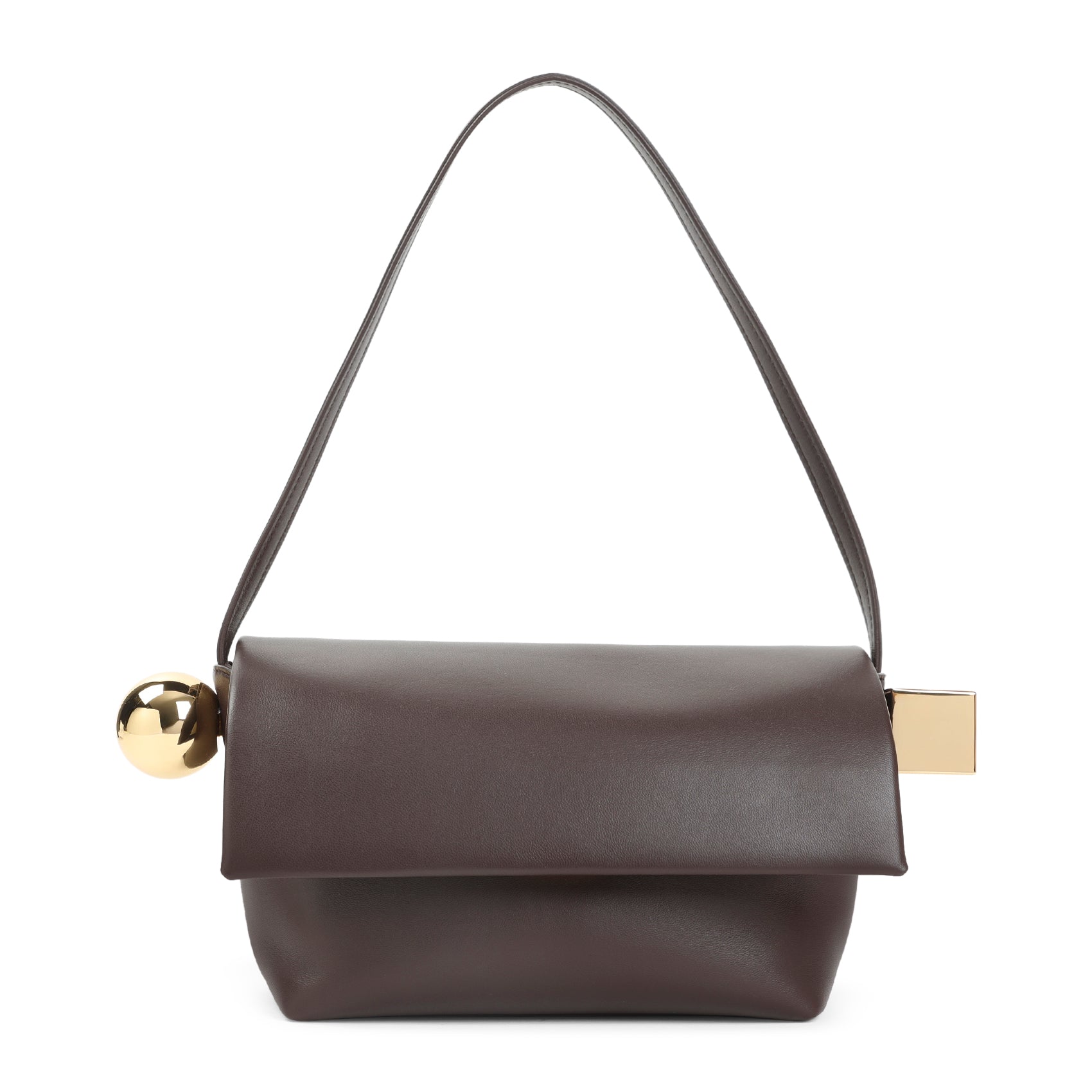 JACQUEMUS Curved Mini Shoulder Handbag with Gold-Tone Accents
