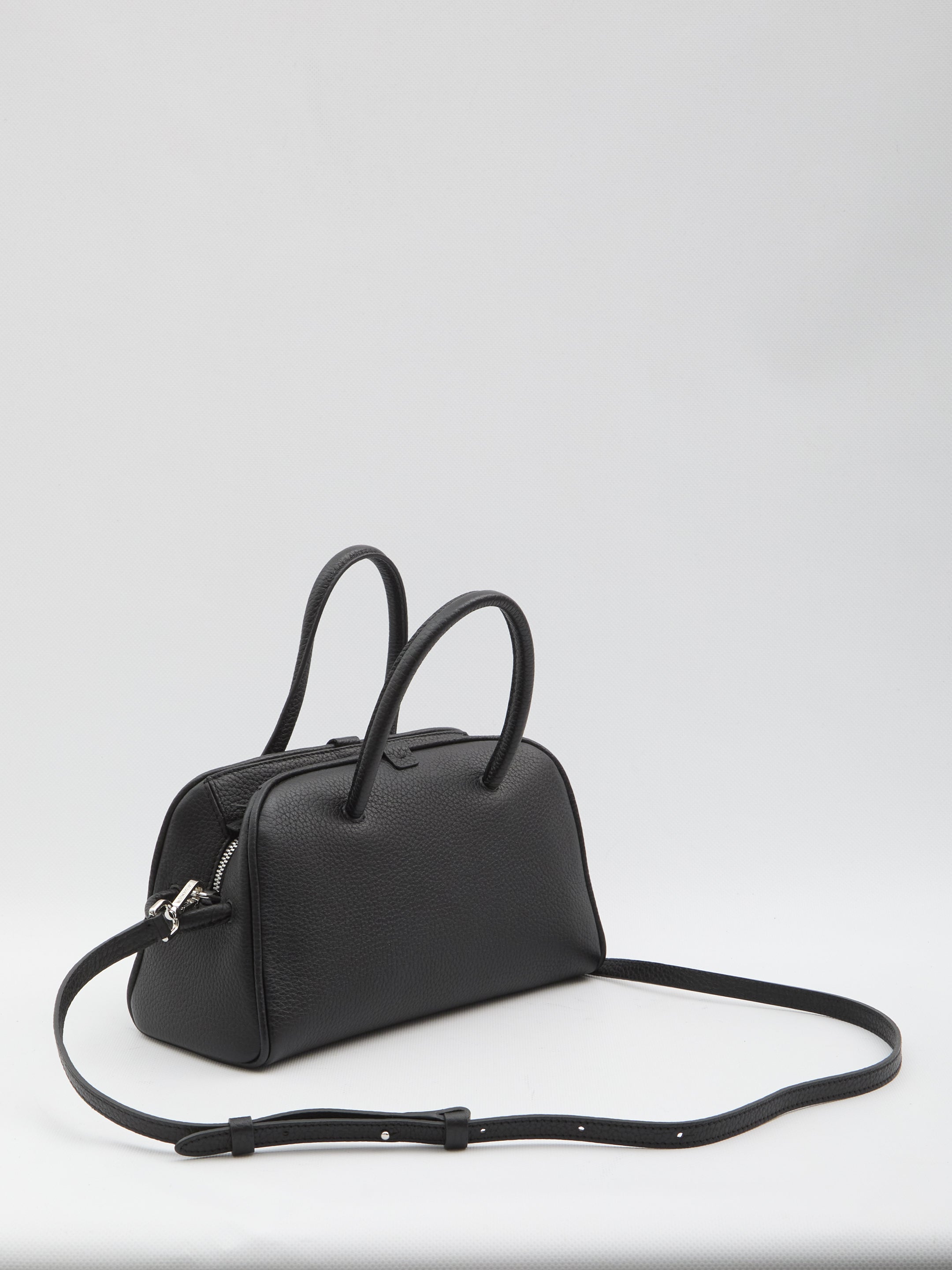 JACQUEMUS Mini Grained Leather Bowling Handbag - 26 x 16 x 11 cm