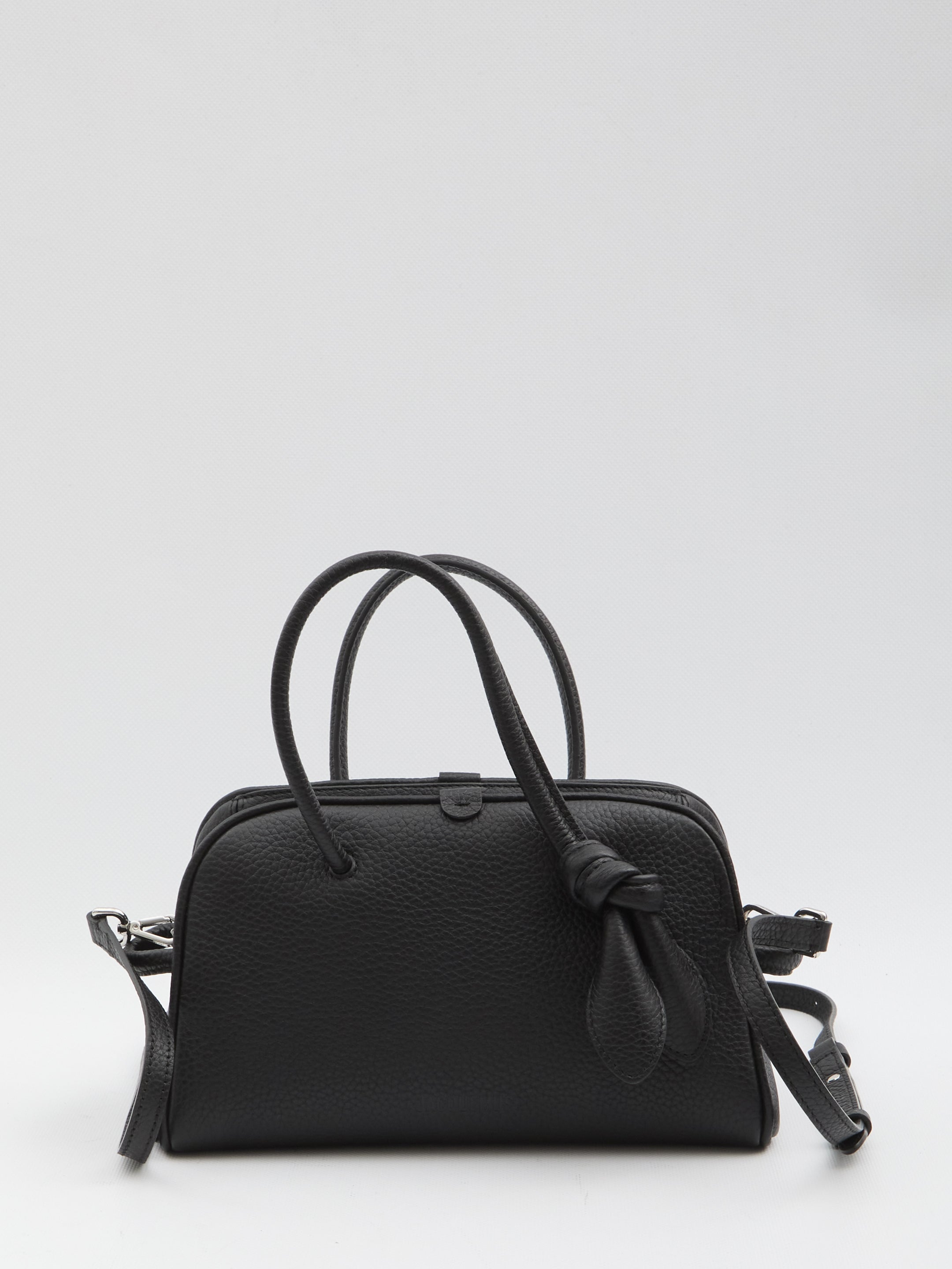 JACQUEMUS Mini Grained Leather Bowling Handbag - 26 x 16 x 11 cm
