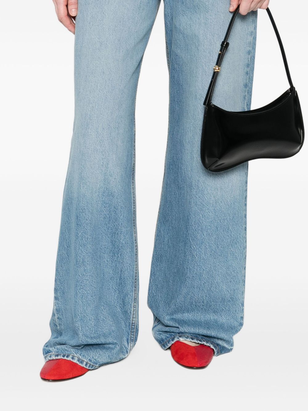 JACQUEMUS Curved Silhouette Leather Shoulder Handbag