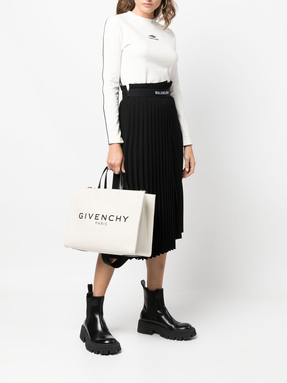 GIVENCHY Medium Canvas Logo Shopper Tote Handbag