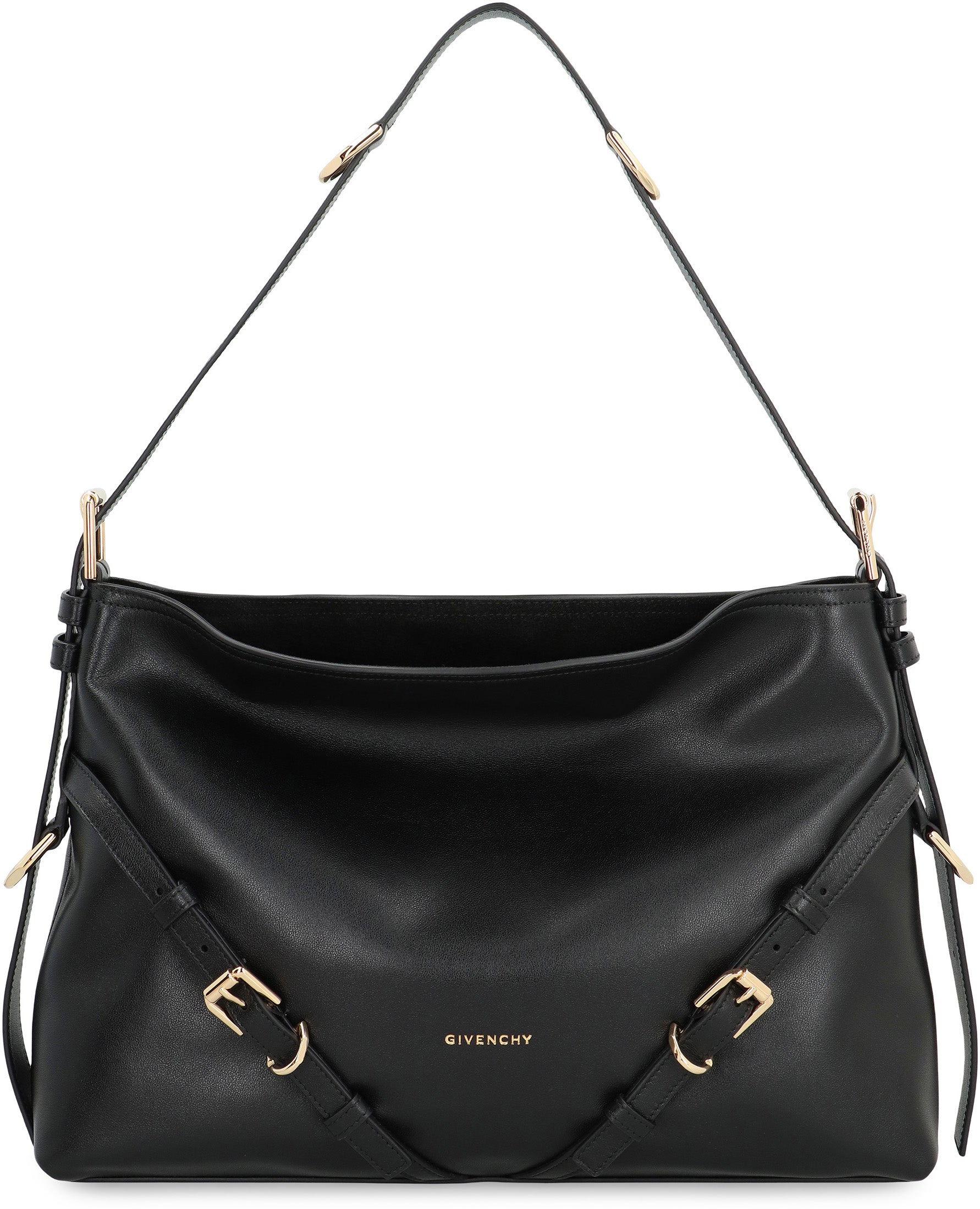 GIVENCHY Leather Shoulder Handbag with Buckle Strap