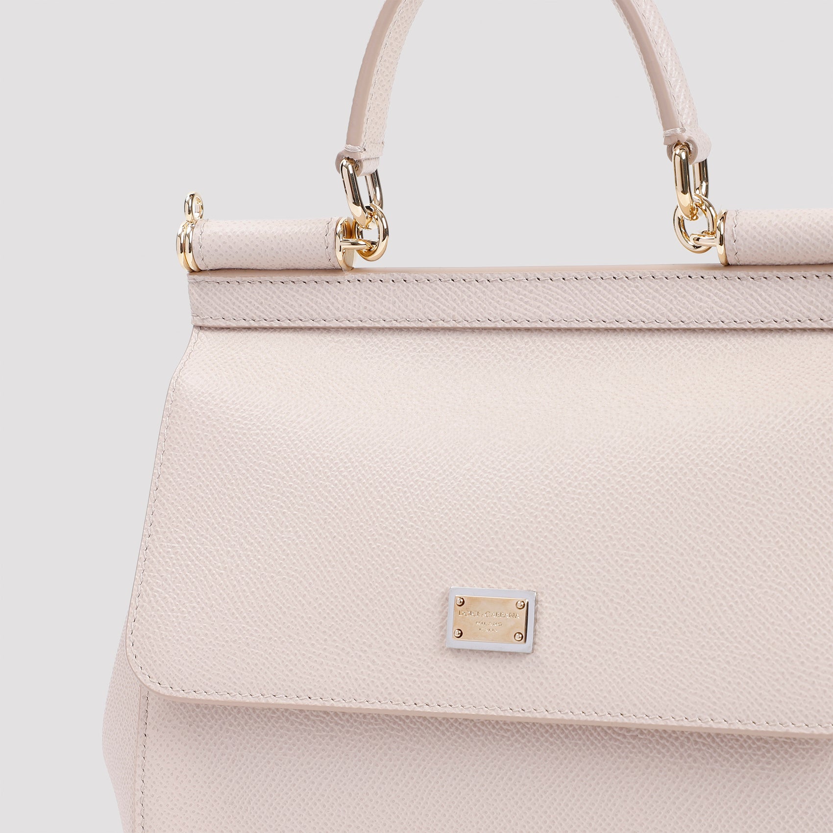 DOLCE & GABBANA Medium Leather Handbag with Foldover Top and Adjustable Strap