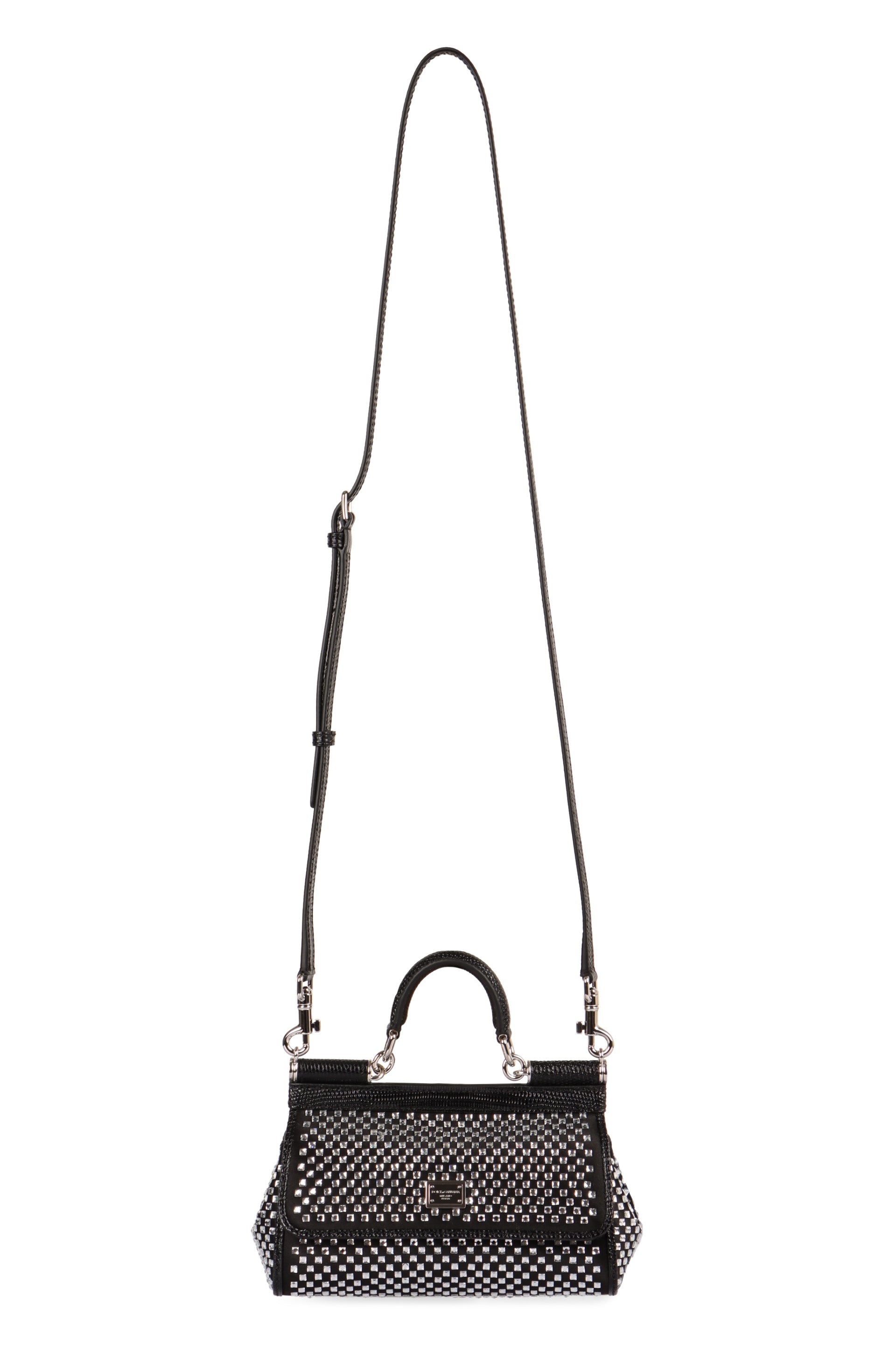 DOLCE & GABBANA Mini Handbag with Rhinestones and Leather Accents