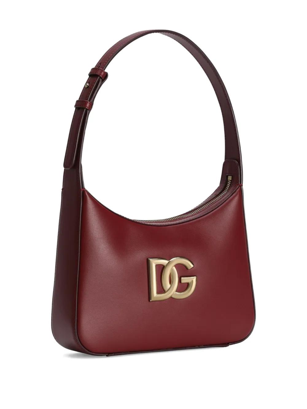 DOLCE & GABBANA Leather Shoulder Handbag with Gold Tone Logo