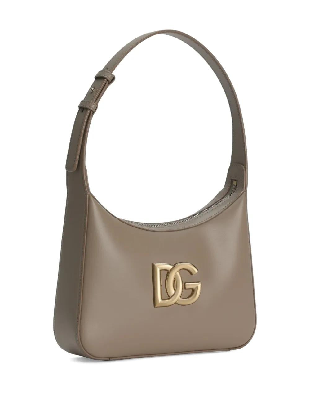 DOLCE & GABBANA Leather Shoulder Handbag with Top Zip Closure