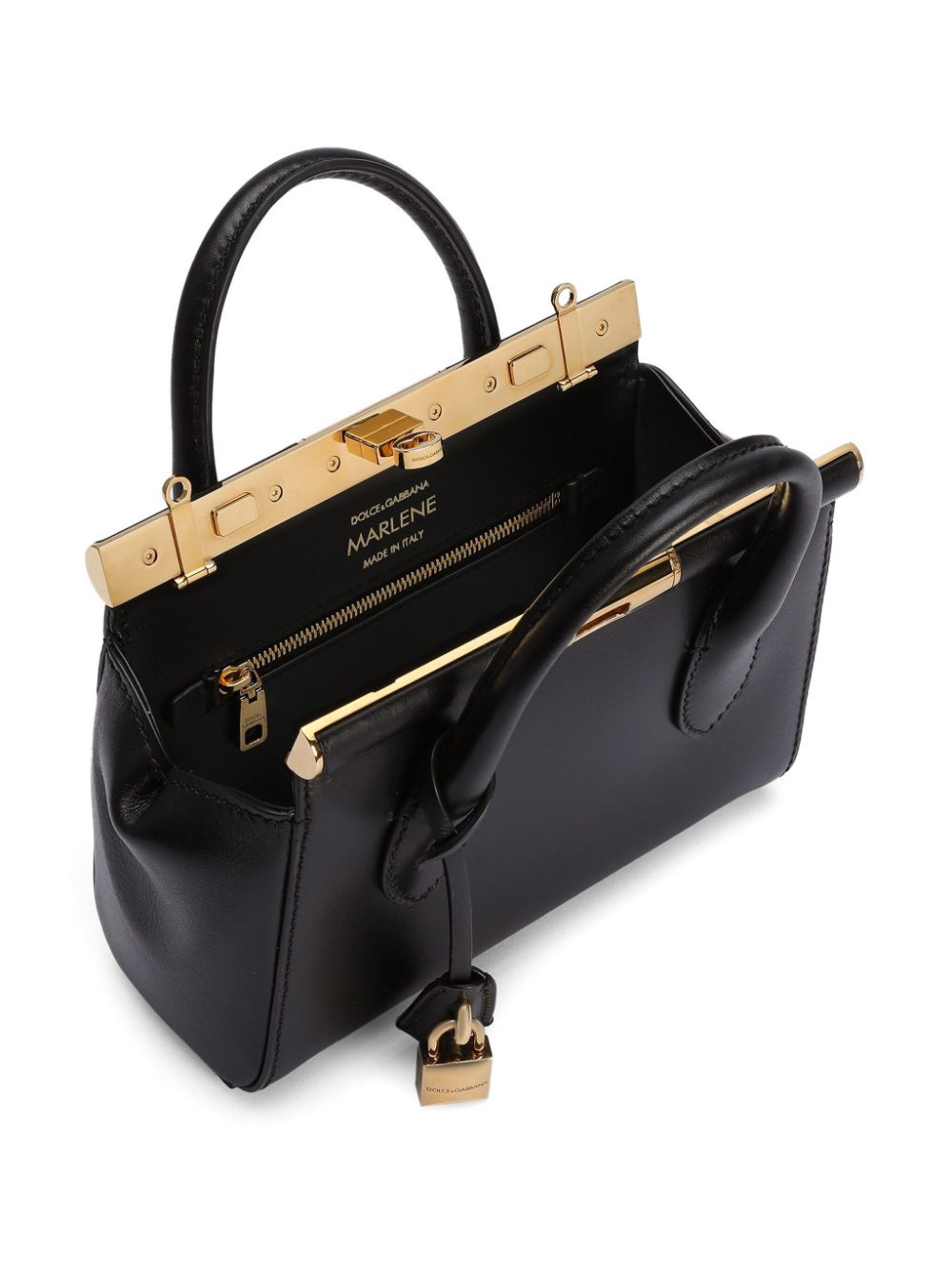 DOLCE & GABBANA Elegant Leather Handbag with Twist-Lock Closure for Women