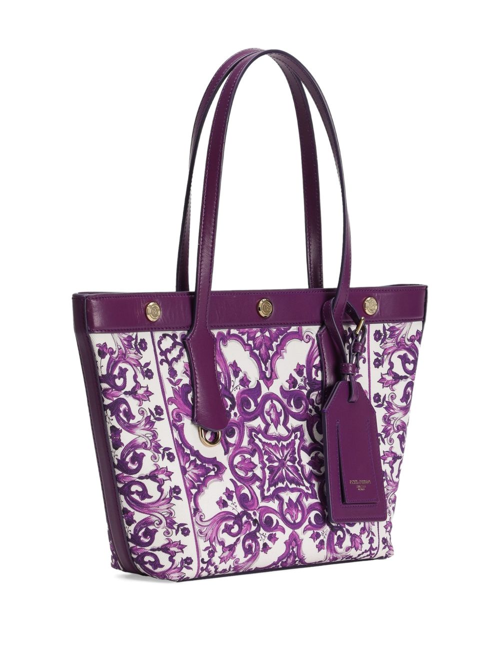 DOLCE & GABBANA Majolica-Print Mini Atene Shopping Handbag (23cm x 23.5cm x 8cm)