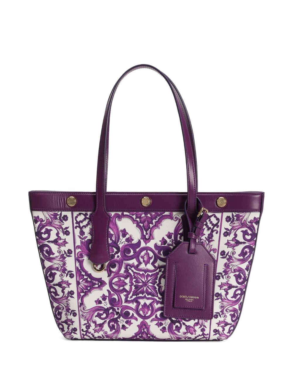 DOLCE & GABBANA Majolica-Print Mini Atene Shopping Handbag (23cm x 23.5cm x 8cm)