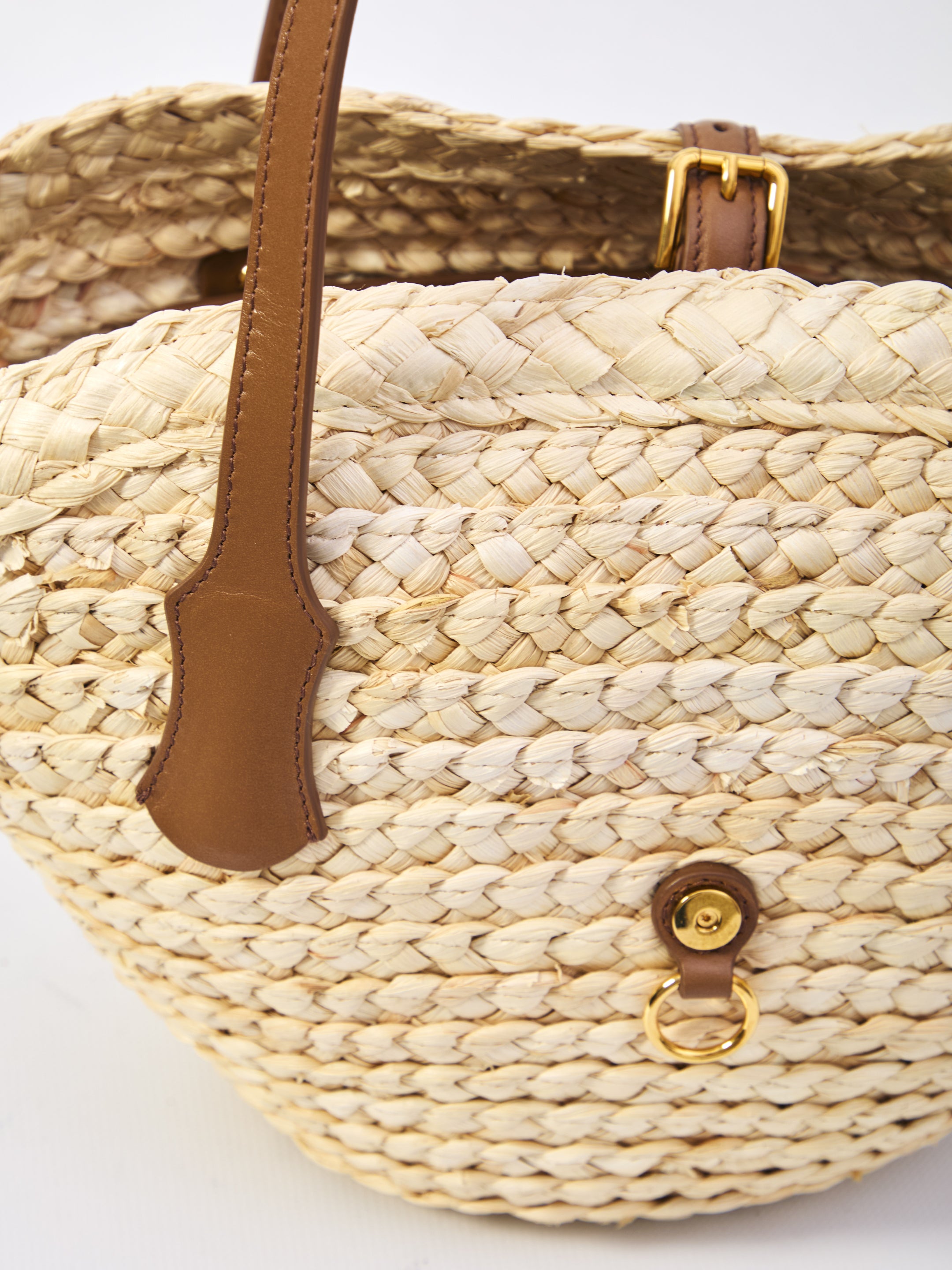 DOLCE & GABBANA Woven Raffia Basket Handbag with Magnetic Closure