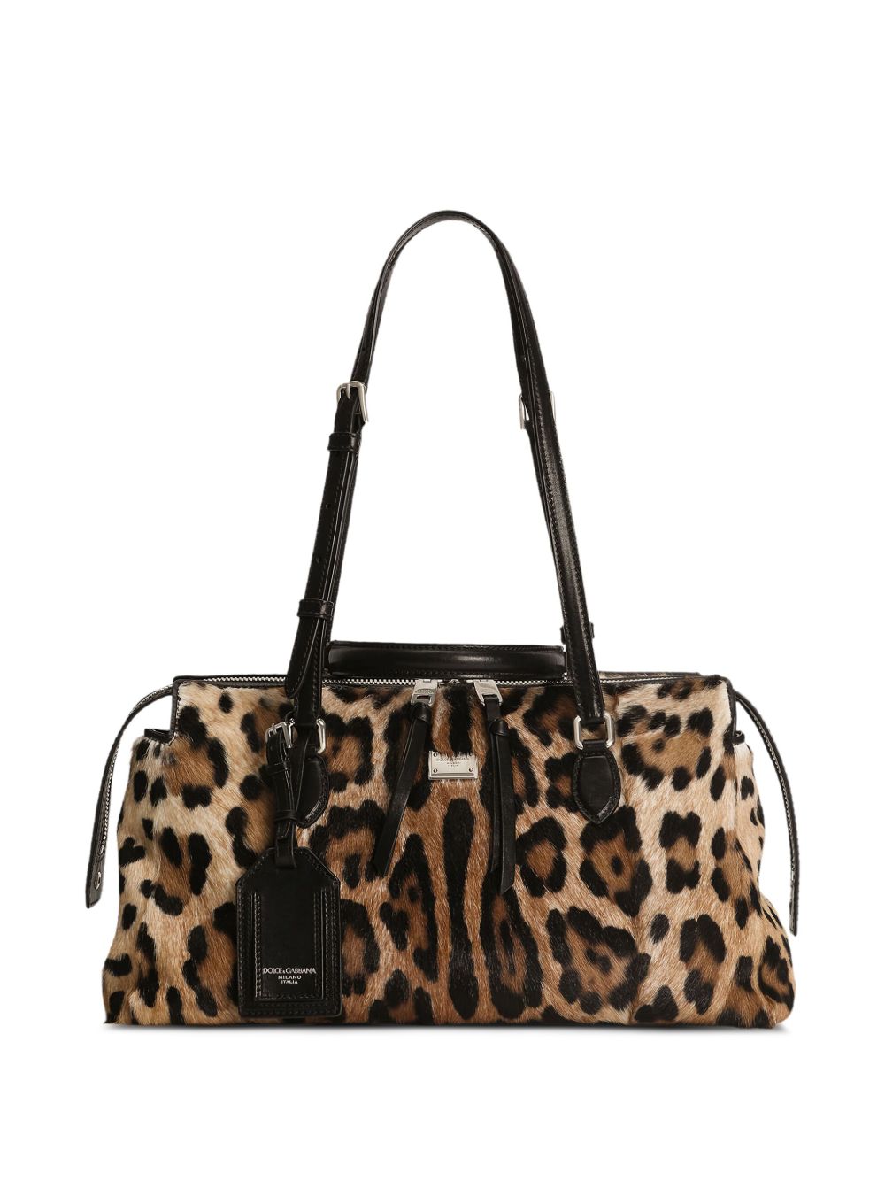 DOLCE & GABBANA Vittoria Animal Print Handbag with Dual Shoulder Straps