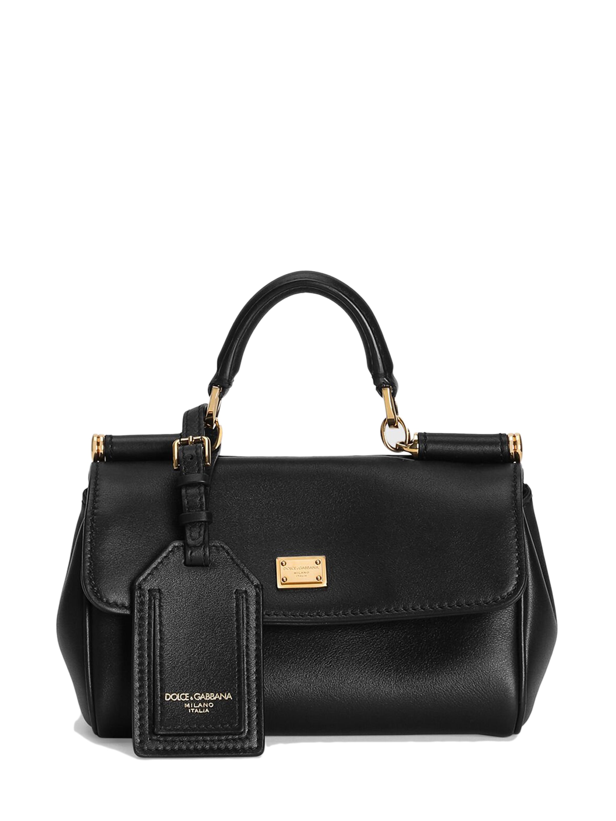 DOLCE & GABBANA Mini Luxury Handbag with Vintage Brass Accents - Dimensions: H12 x W19 x D8.5 cm
