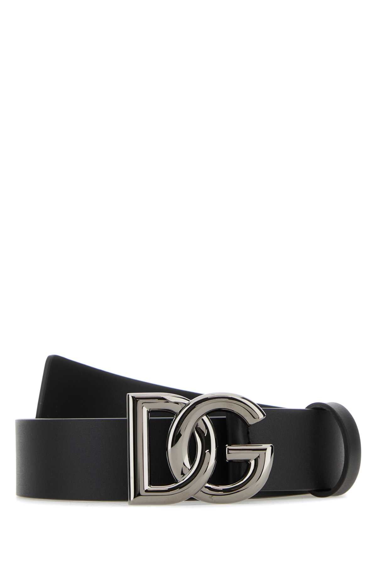 DOLCE & GABBANA Calfskin Belt with Metal DG Logo - 3.5cm
