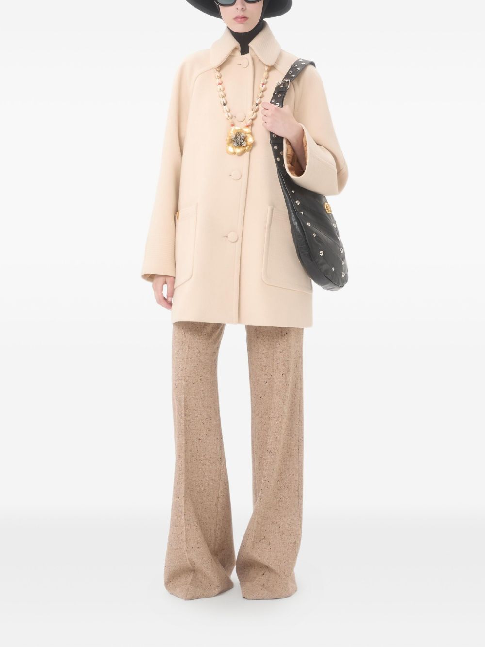 VALENTINO Wool Jacket with Gold Detail - Women’s Outerwear