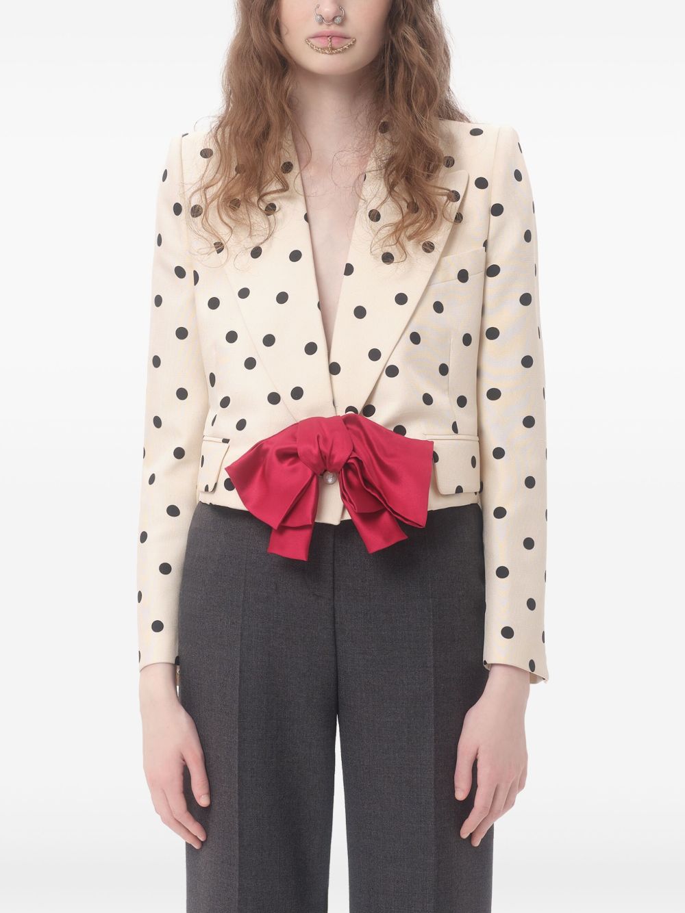 VALENTINO Silk Blazer Jacket with Polka Dot Print for Women