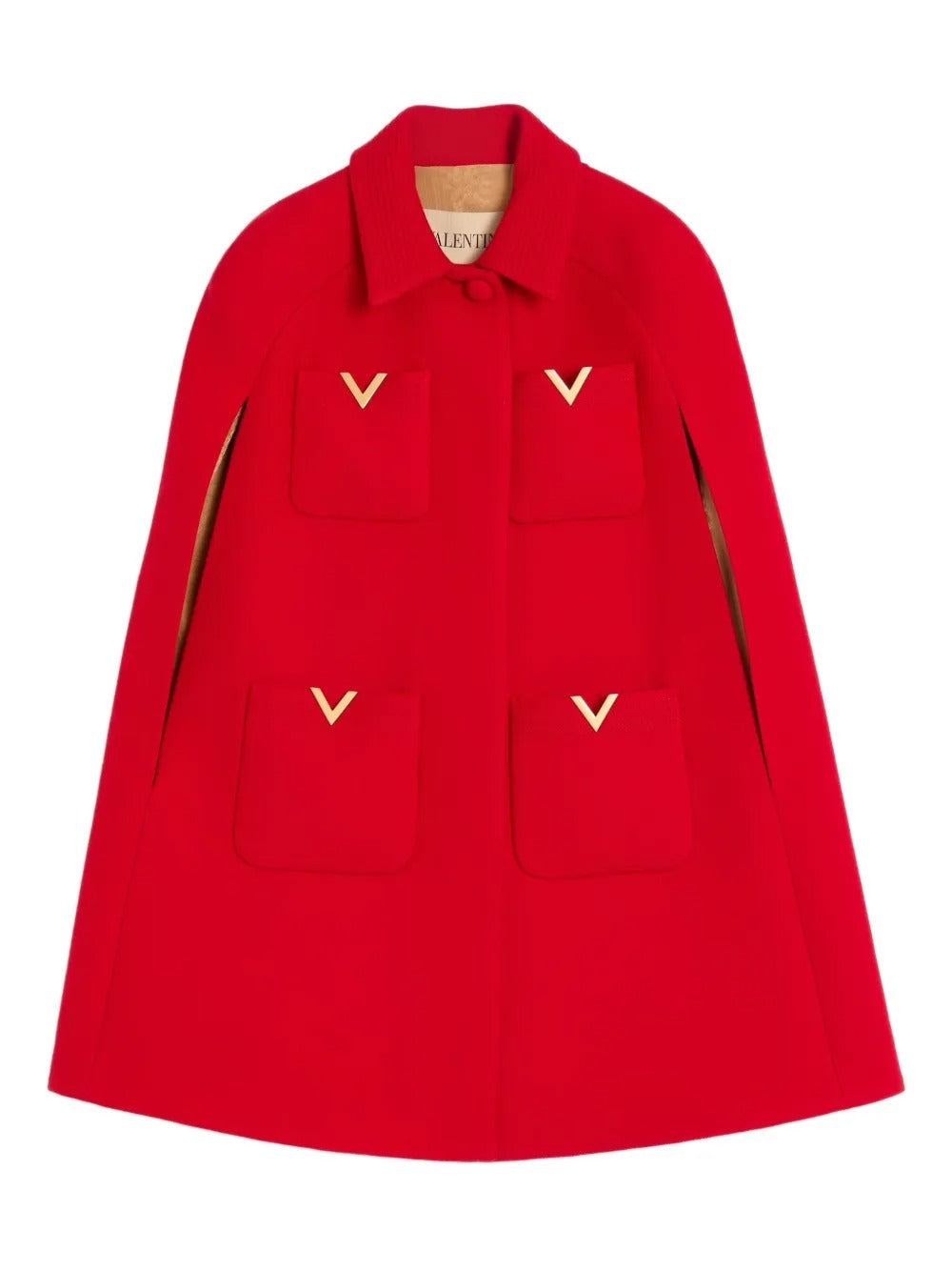 VALENTINO GARAVANI Double Cape Mini Coat with V Detail