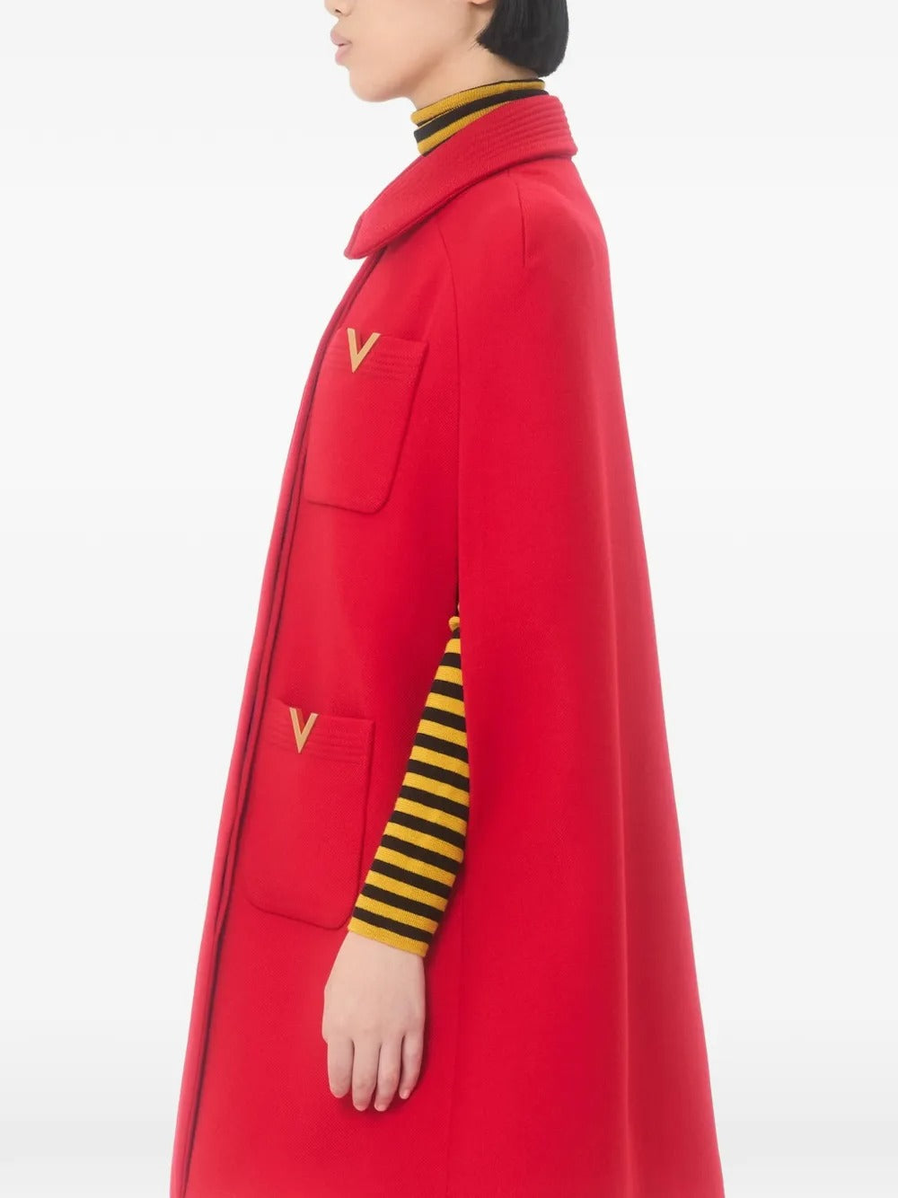 VALENTINO GARAVANI Double Cape Mini Coat with V Detail