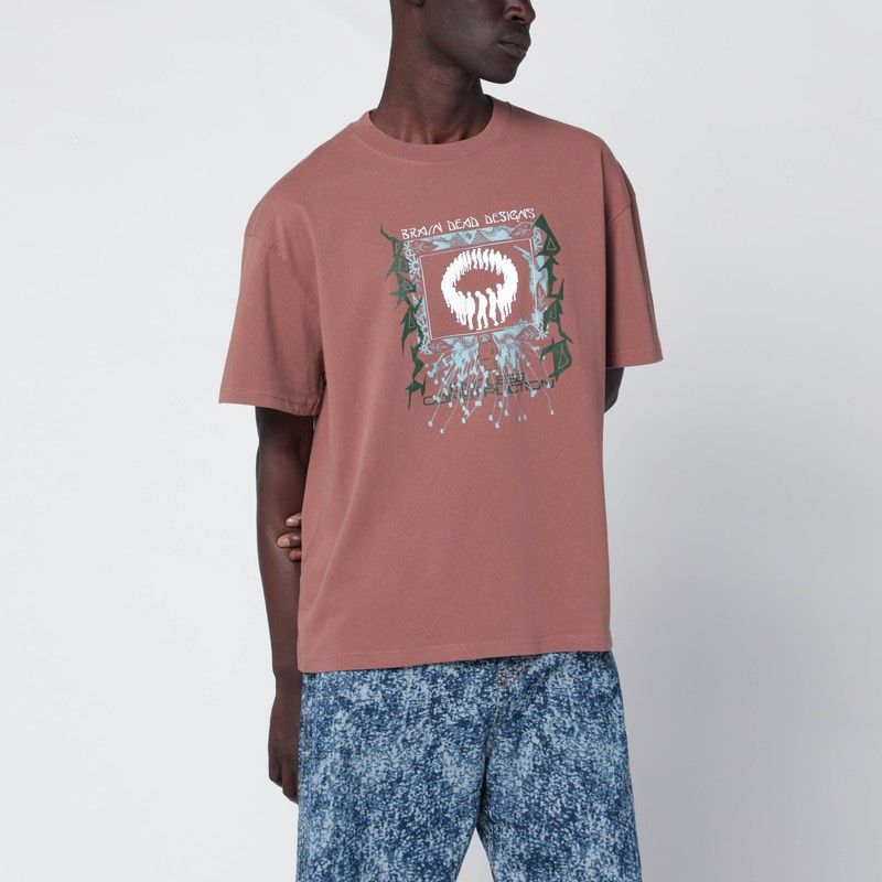BRAIN DEAD Vintage Effect Cotton T-Shirt with Printed Logo - FW25
