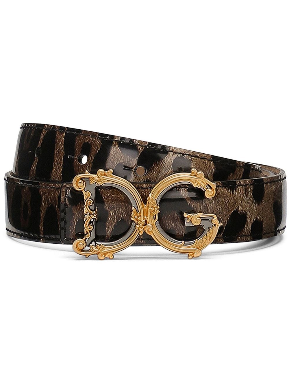 DOLCE & GABBANA Leopard Print Leather Belt - Women's Fashion Accessory