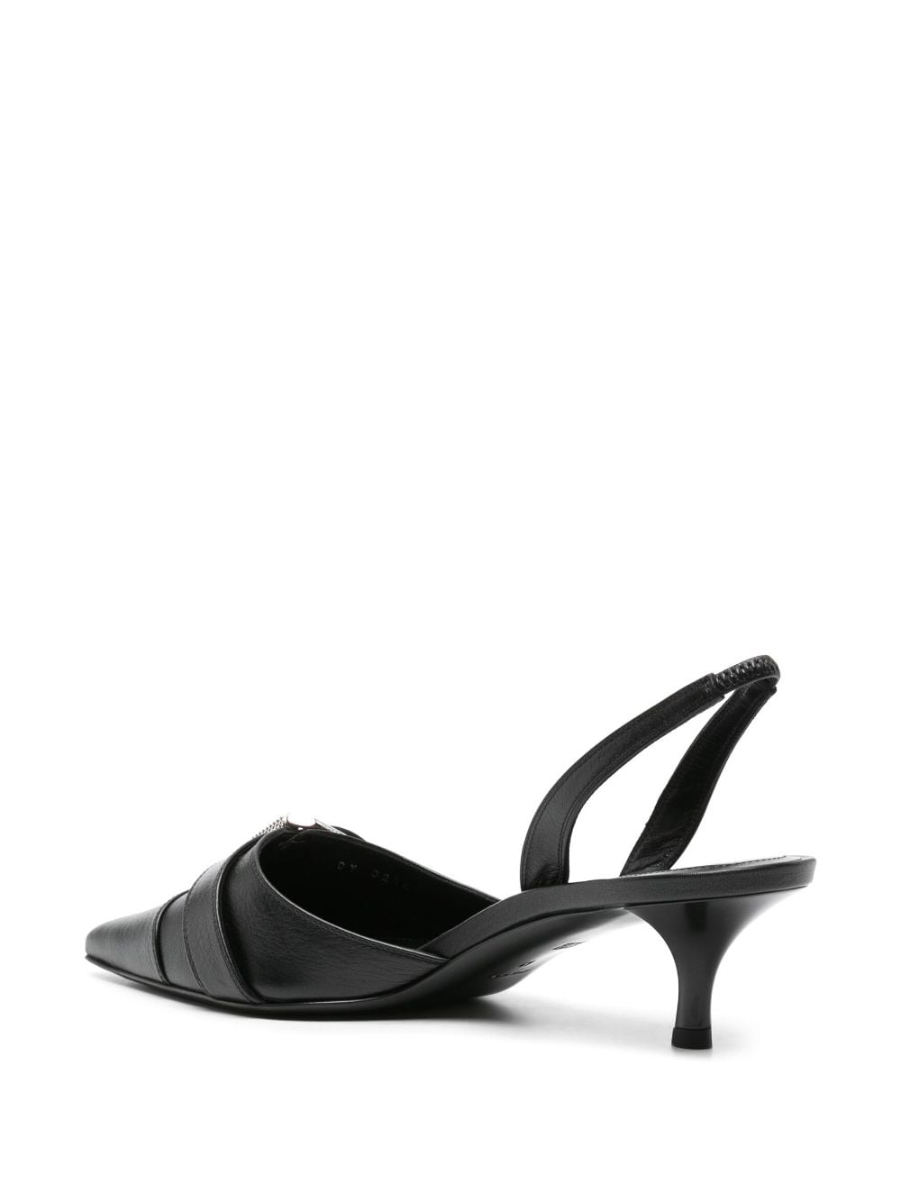 GIVENCHY Leather Slingback Pumps with Decorative Buckle Detail - 45mm Kitten Heel