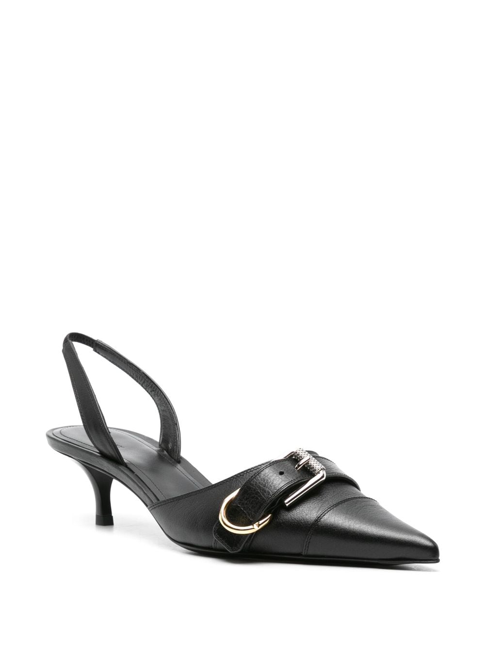 GIVENCHY Leather Slingback Pumps with Decorative Buckle Detail - 45mm Kitten Heel