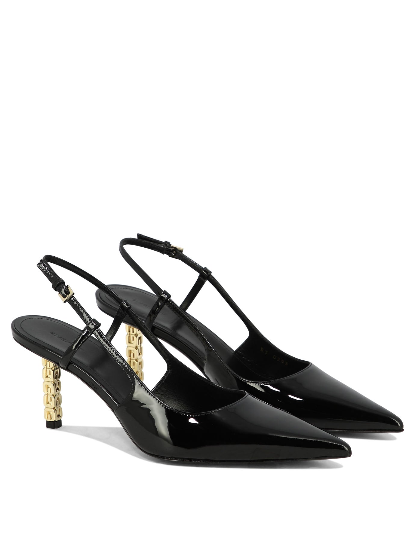 GIVENCHY Pointed Toe Patent Leather Slingback Pumps with Sculptural Heel