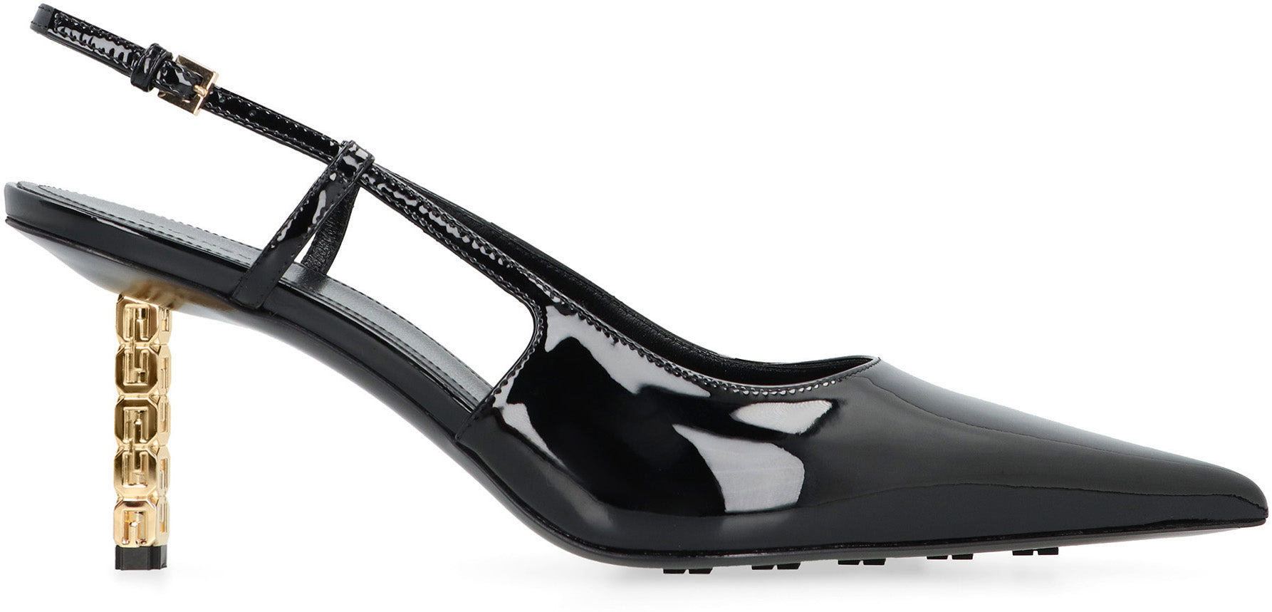 GIVENCHY Pointed Toe Patent Leather Slingback Pumps with Sculptural Heel